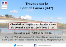 Travaux sur l’A47 au niveau du Pont de Givors : Conditions de circulation du 30 mai au 1er juillet