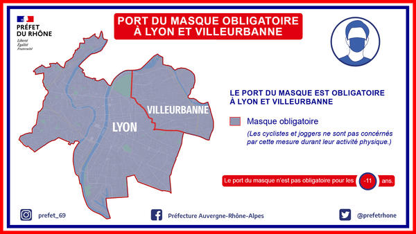 Port du masque obligatoire à Lyon et Villeurbanne